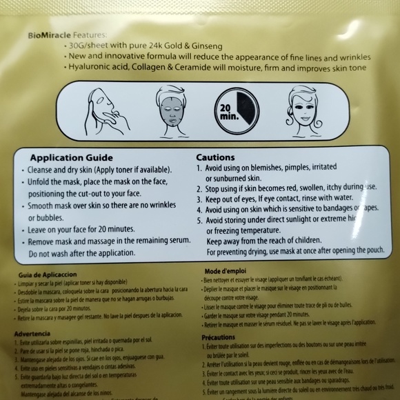 3ct BioMiracle Gold & Ginseng Hydrogel Mask nib - Picture 8 of 9